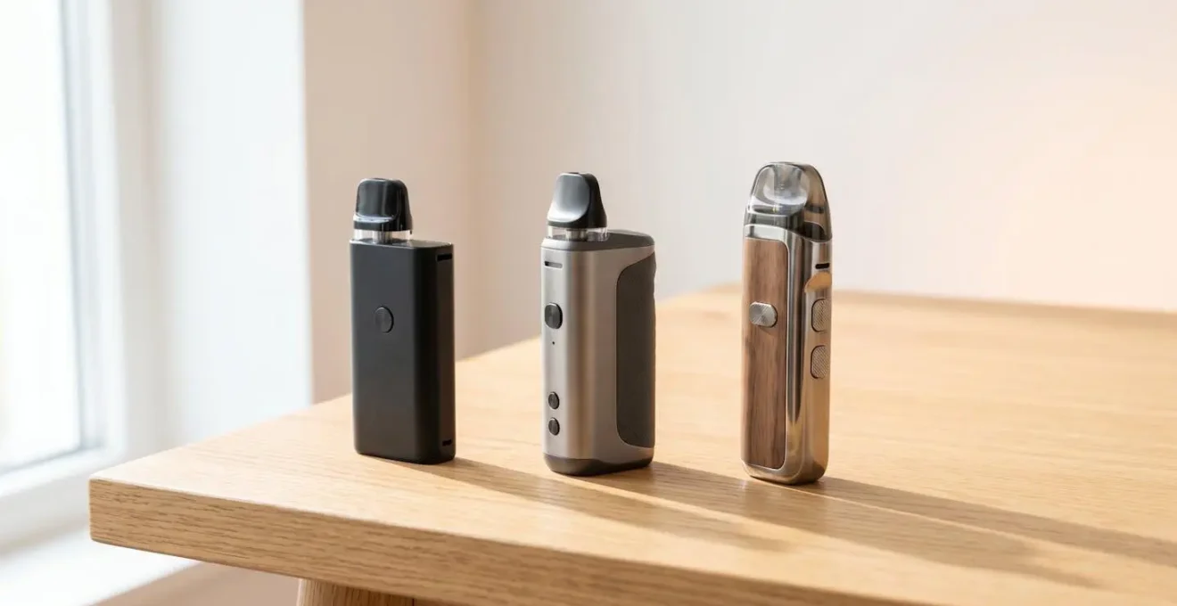 Comparación visual de diferentes kits de vapeo de inicio en distintos rangos de precio