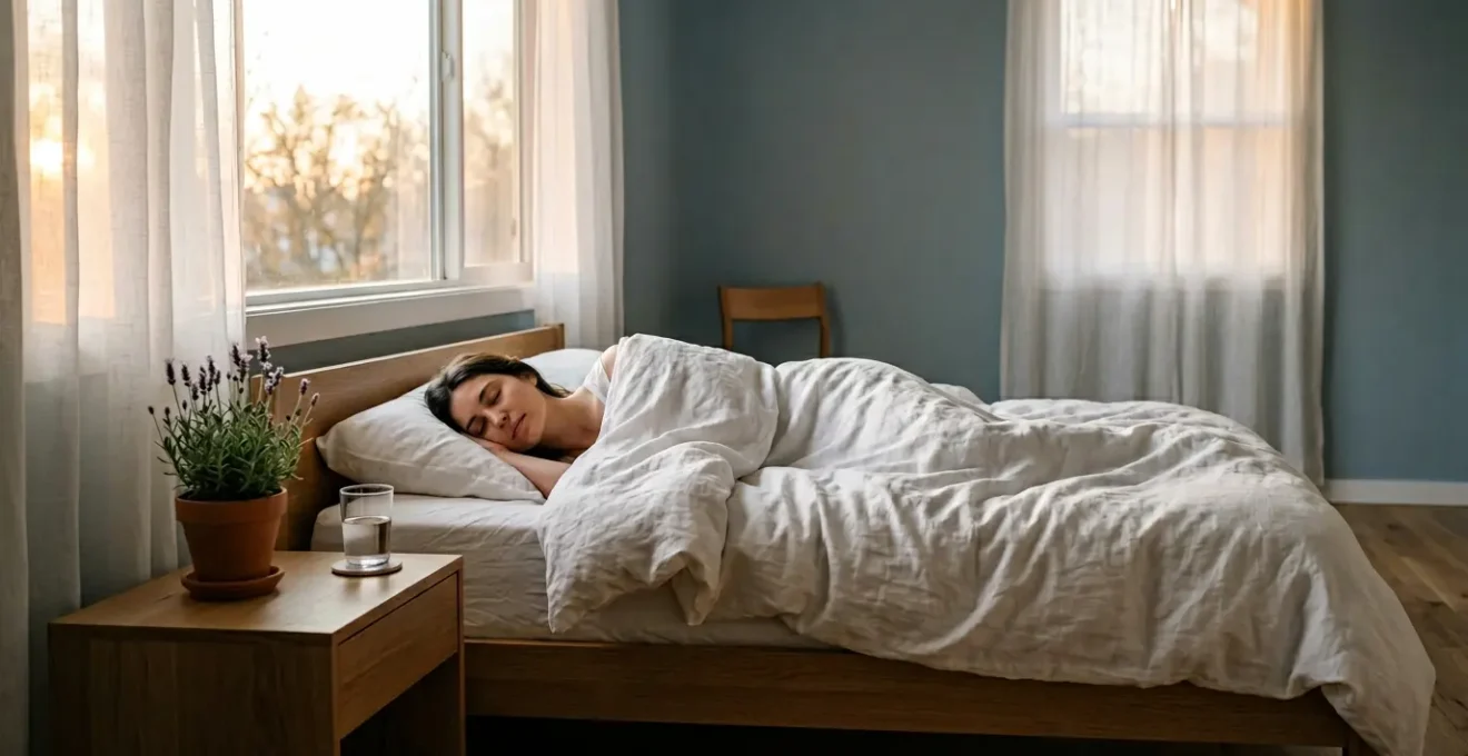 Persona descansando profundamente en habitación serena durante abstinencia nicotínica