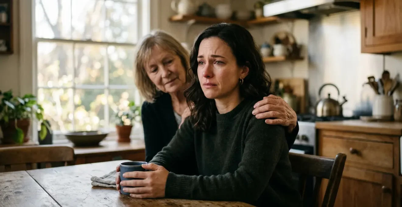 Retrato emocional de persona en proceso de dejar de fumar recibiendo apoyo familiar sin culpas