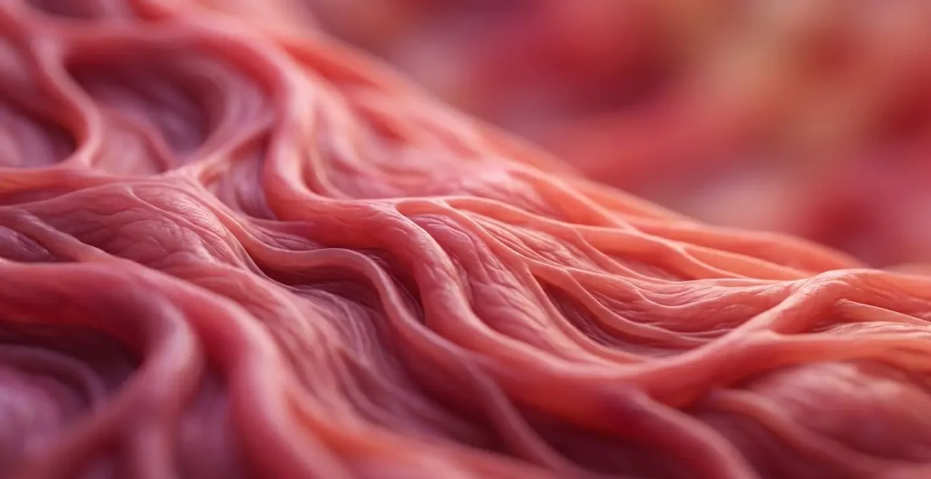 Imagen macro detallada de textura vascular suave y saludable con iluminación que resalta la elasticidad