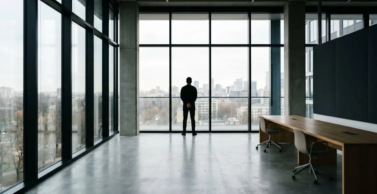 Espacio de oficina minimalista con elementos calmantes antes de una reunión