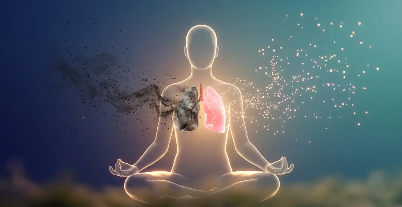 Visualización de pulmones sanos y libres de tabaco durante sesión de sofrología