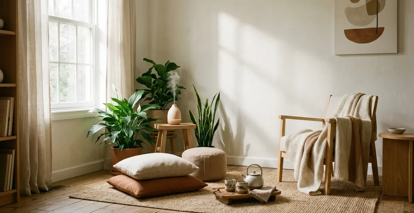 Espacio de calma en el hogar con ambiente relajante sin elementos de fumar