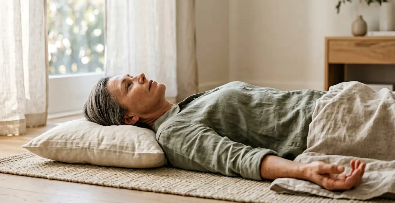 Persona practicando técnica de relajación muscular de Jacobson en ambiente tranquilo
